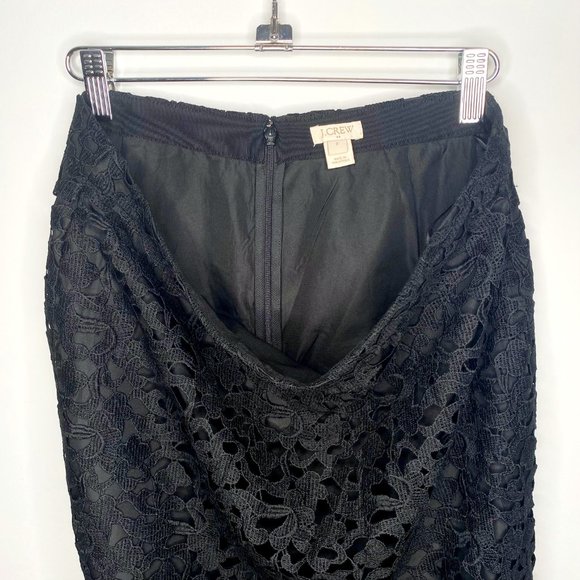 J. Crew Black Lace Fitted Knee Length Skirt - Picture 2 of 10